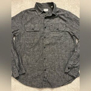 Todd Snyder Cotton/Linen Blend Button Down Shirt- Charcoal
